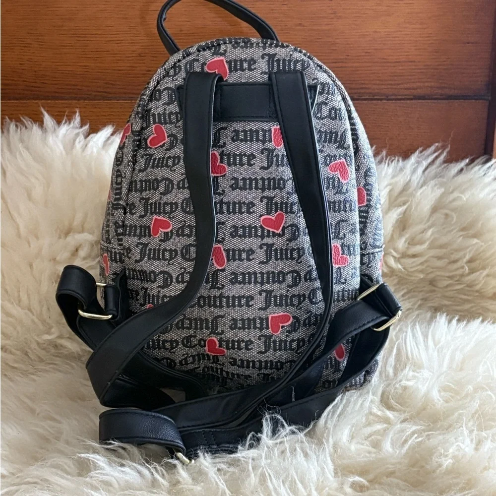 Juicy Couture Logo Black and Red Heart Mini Backpack